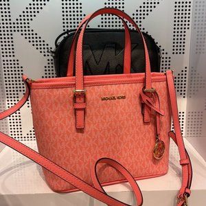 Michael Kors Jet Set Travel XS Carryall Tote Top Zip Tote Grapefruit